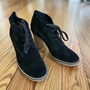 J. Crew Black Lace Up Chukka bootie with gum heel